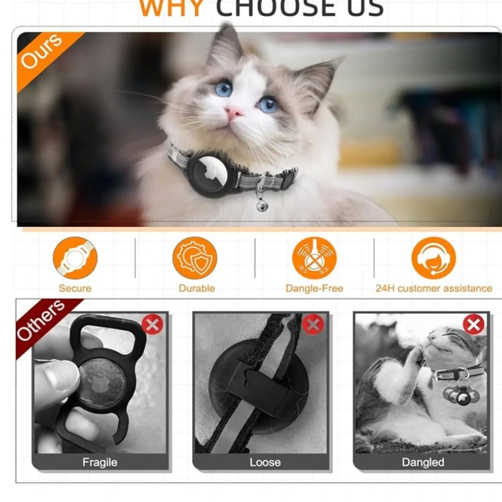 Pet Tracker Collar with Bell - Black and Gray